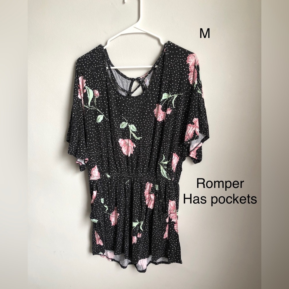 Black & floral romper